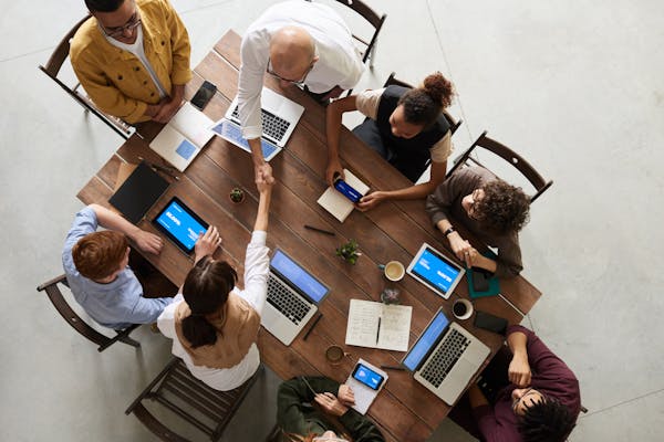 Corporate attorneys team in meeting